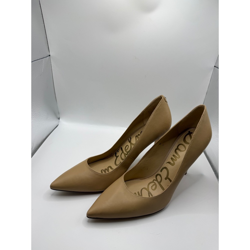 Sam Edelman Hazel Pointed Toe Pumps Womens 8 Tan Leather Stiletto Heels Office